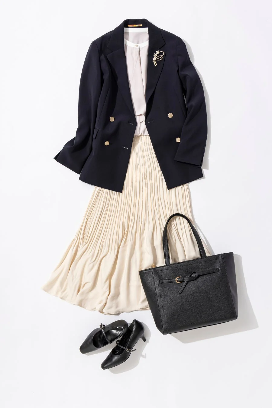 ダブルジャケット×ロングスカートスタイル